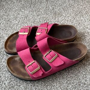 Birkenstock Arizona Hot Pink Suede Sandals